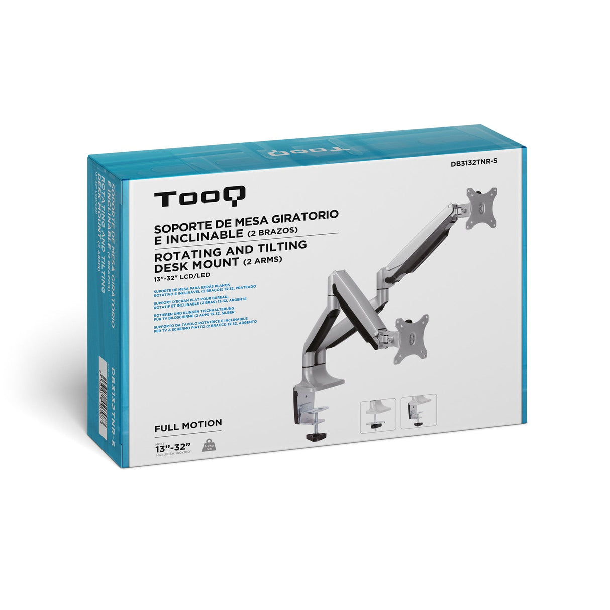 Support double-écran é fixer Tooq DB3132TNR 13"-32" (9kg max) (Argent)