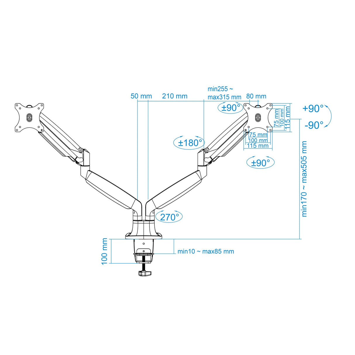 Support double-écran é fixer Tooq DB3132TNR 13"-32" (9kg max) (Argent)