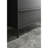 STEEL - Ensemble Meuble salle de bain sur pieds L 92cm + vasque + 2 Tiroirs  - Coloris Chene noir brulÈ