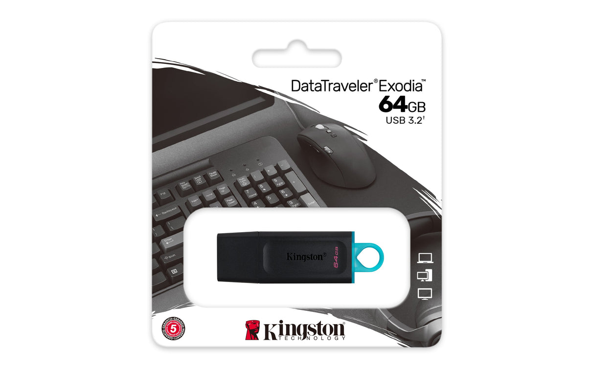 Clé USB 3.2 Kingston DataTraveler Exodia - 64Go (Bleu/Noir)