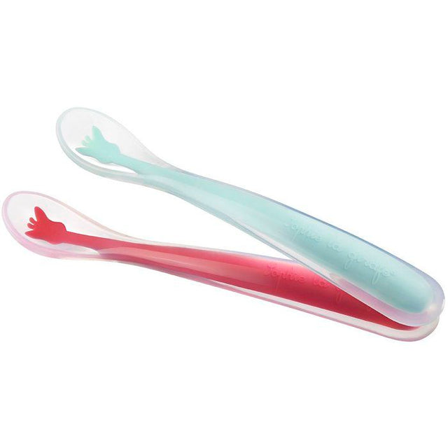 Cuilleres bébé - SOPHIE LA GIRAFE - 2 cuilleres silicone - Douces - Ergonomiques