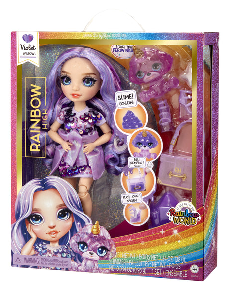 Rainbow High Poupée Mannequin avec Kit de Slime et Animal de Compagnie - Violet (Violet) - Poupée Pailletée 28 cm
