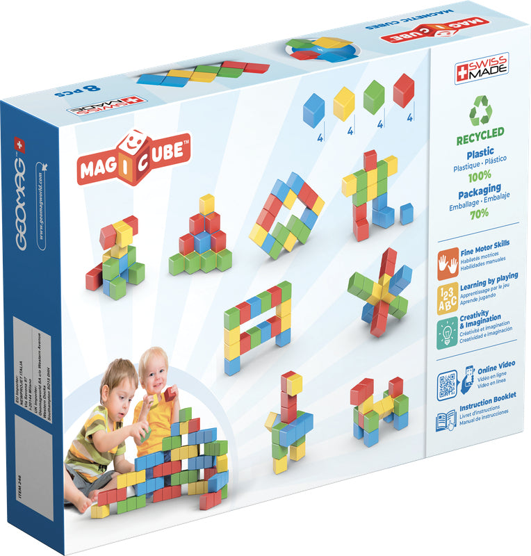 Jeu de construction magnétique - GEOMAG - Magicube Recycled Creative Set - 8 pieces - Plastique recyclé - Des 1 an