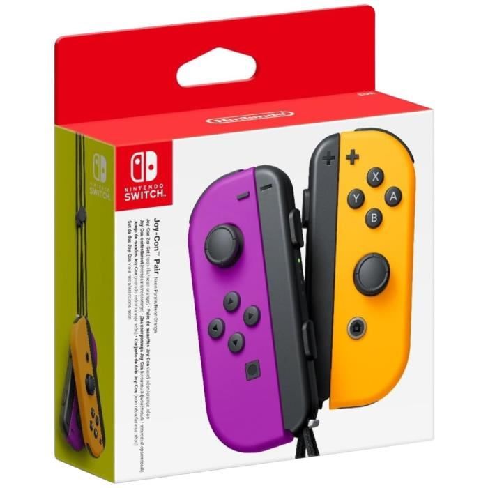 Paire de manettes Joy-Con Violet Néon & Orange Néon pour Nintendo Switch