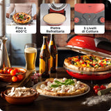 Four a Pizza électrique ARIETE - Rouge - Pierre réfractaire - 1200W - Diametre 33cm - Température max 400°C