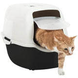 SACHA Maison de toilette pour chat - Bac a litiere - 56 x 40 x 39 cm - Noir et blanc - PET DESIGN