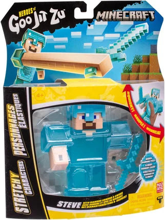 Figurine extensible - GOO JIT ZU - Minecraft Steeve - 11 cm - Texture élastique - Extensible 3x
