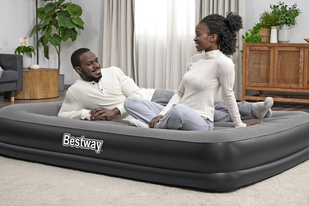 Matelas gonflable - BESTWAY - 671BU - Tritech Queen - 2 places, pompe USB intégrée, 2,03 m x 1,52 m x 36 cm