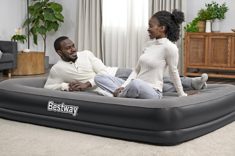 Matelas gonflable - BESTWAY - 671BU - Tritech Queen - 2 places, pompe USB intégrée, 2,03 m x 1,52 m x 36 cm