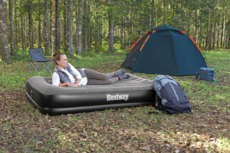 Matelas gonflable - BESTWAY - 671BU - Tritech Queen - 2 places, pompe USB intégrée, 2,03 m x 1,52 m x 36 cm