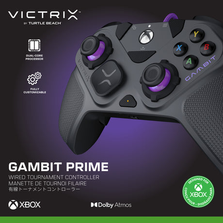 Manette de tournoi Turtle Beach Victrix Gambit Prime - Filaire, Programmable, Xbox