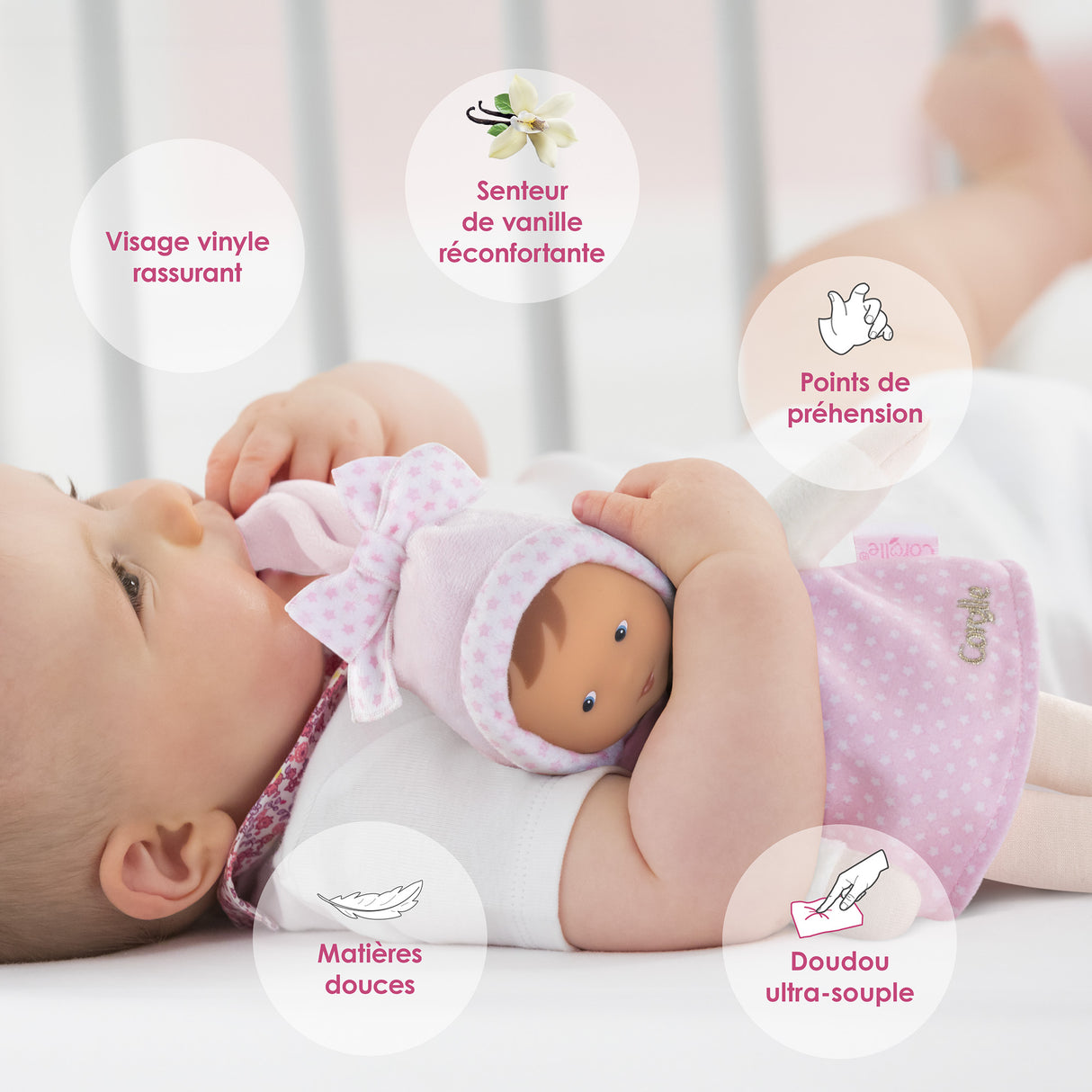 Doudou - COROLLE - Miss Reves d'Étoiles - 25 cm - senteur vanille - des la naissance