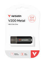 Clé USB 3.2 Verbatim V200 Metal - 64Go (Noir)