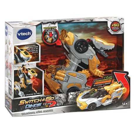 VTECH - Switch & Go Dinos - 1'Click - Vulcanion, Méga Dragon - Enfant - Pile - Marron, noir et gris