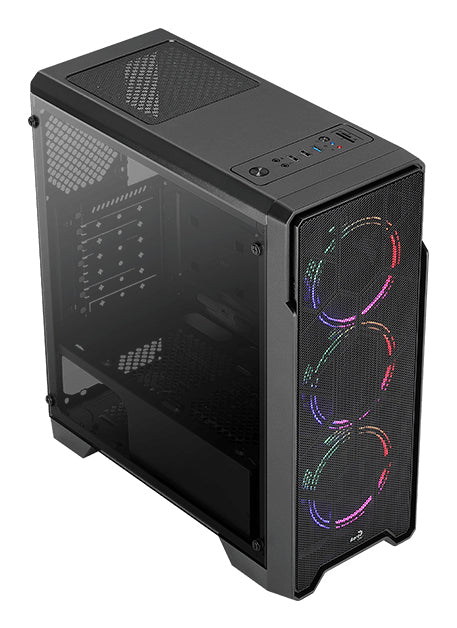Boitier Moyen Tour ATX AeroCool Ore-G Saturn V1 RGB avec panneau vitré (Noir)