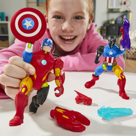 MixMashers Captain America, figurine 12 cm personnalisable a mélanger et combiner avec accessoires, Marvel, des 4 ans