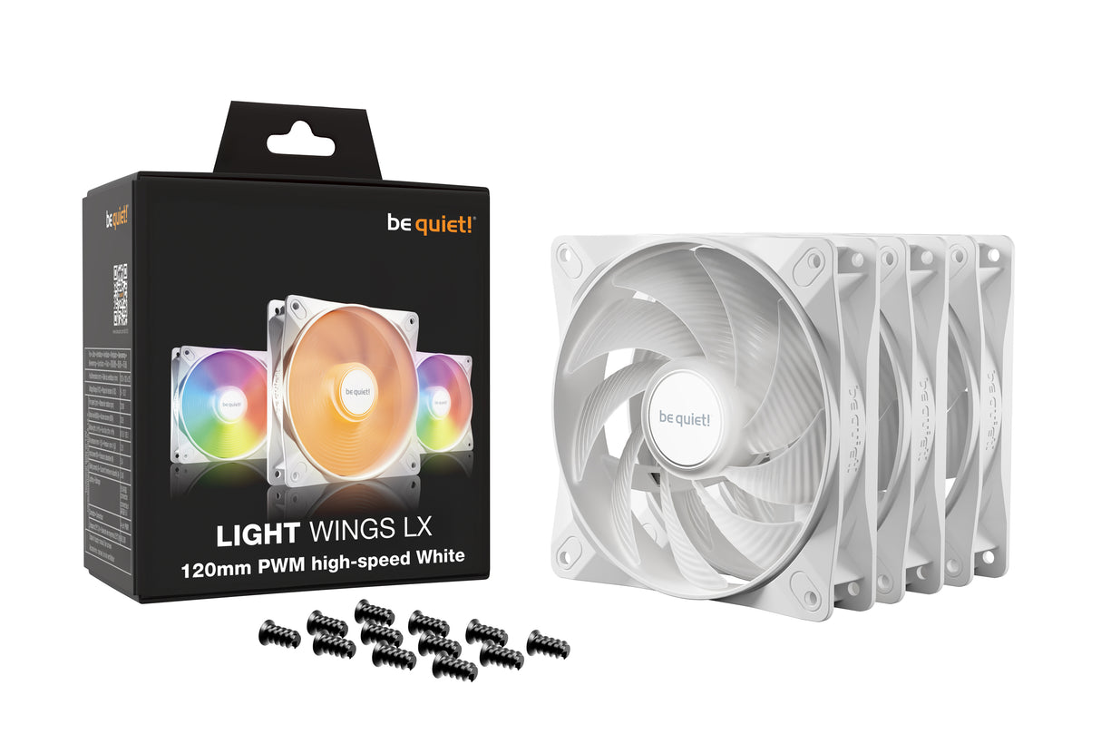 Lot de 3 Ventilateurs de boitier be quiet! Light Wings LX High Speed RGB - 12cm (Blanc)