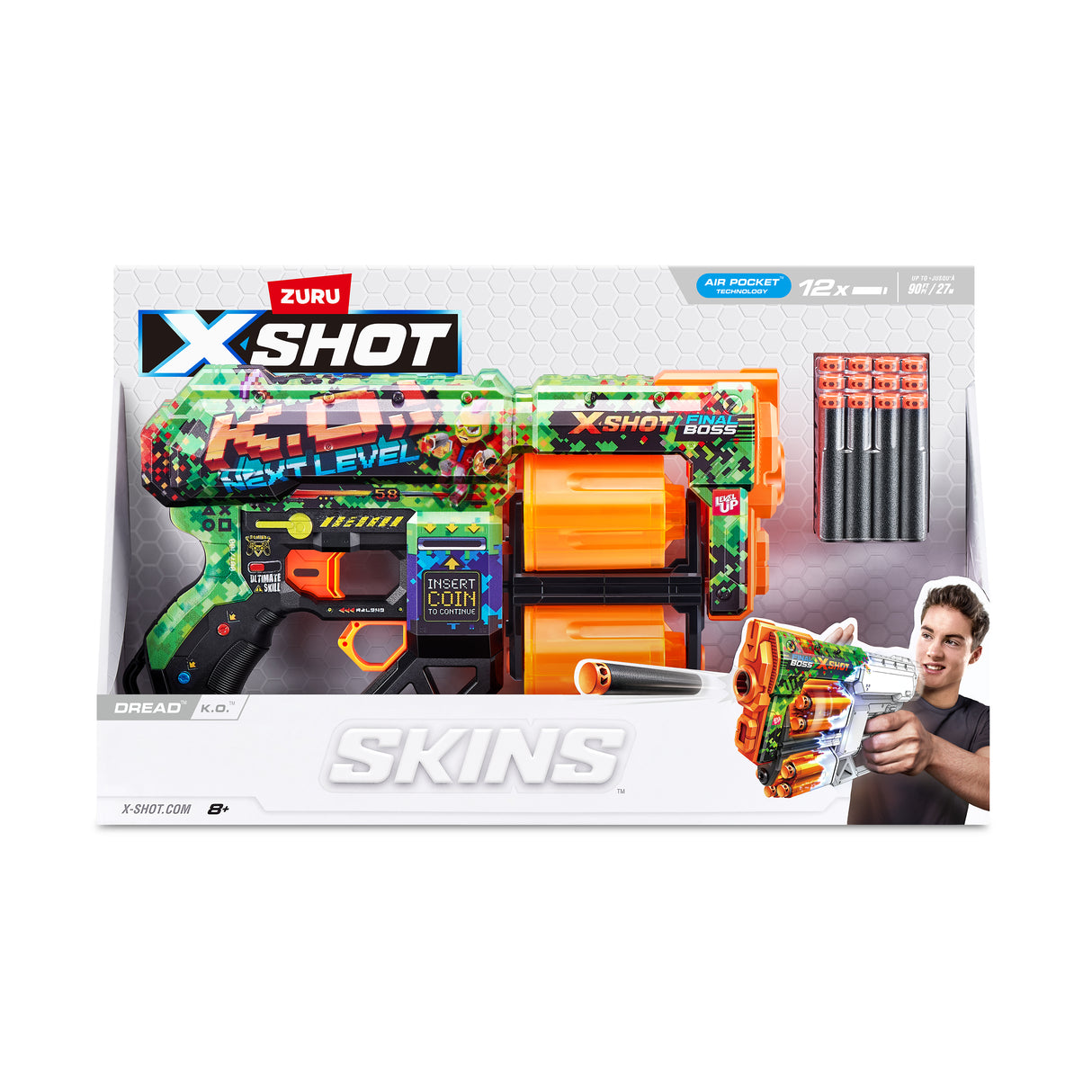 Lanceur de fléchettes - ZURU - X-SHOT Dread - Canons rotatifs doubles - 7 designs - Portée 27 m