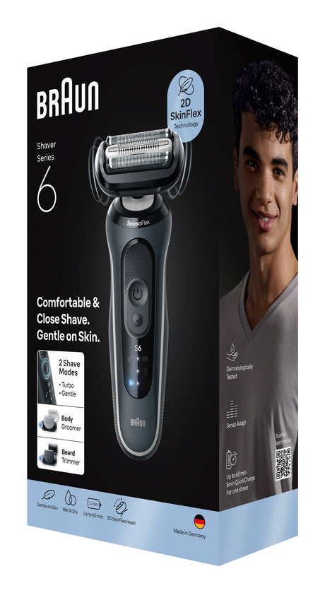 Rasoir électrique BRAUN Series 6 - Noir - Autonomie 60 minutes - Charge rapide 5 minutes