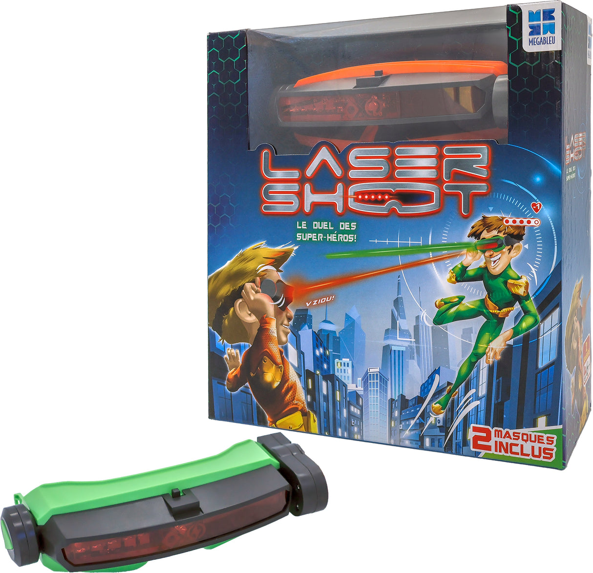Jeu de société - MEGABLEU - Laser Shoot - Duel au laser avec masques et vies a perdre