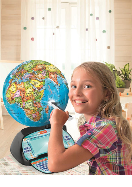 CLEMENTONI - Exploraglobe - Voyage en temps réel - 3 modes de jeu et 28 activités - Stylo Bluetooth