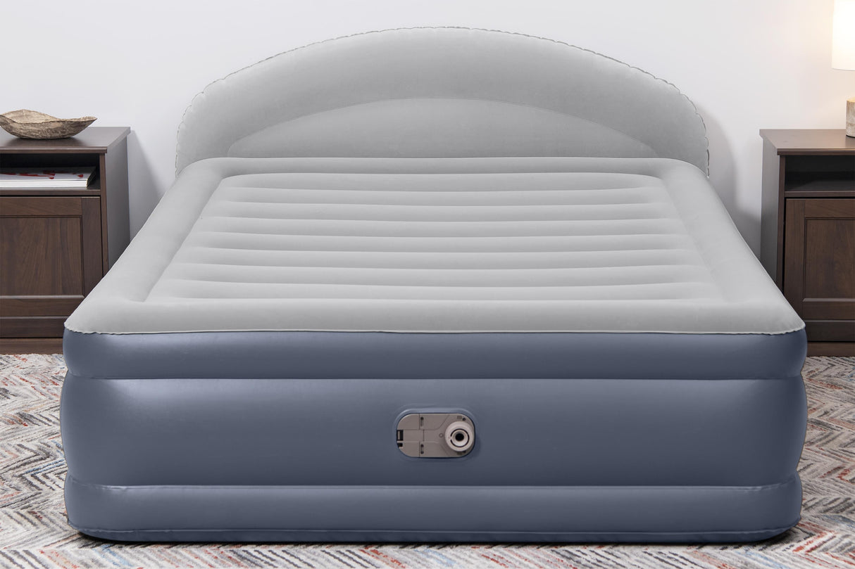 Matelas gonflable - BESTWAY - 671BD Queen - Pompe électrique intégrée - Tete de lit LoungeLux - Tritech durable