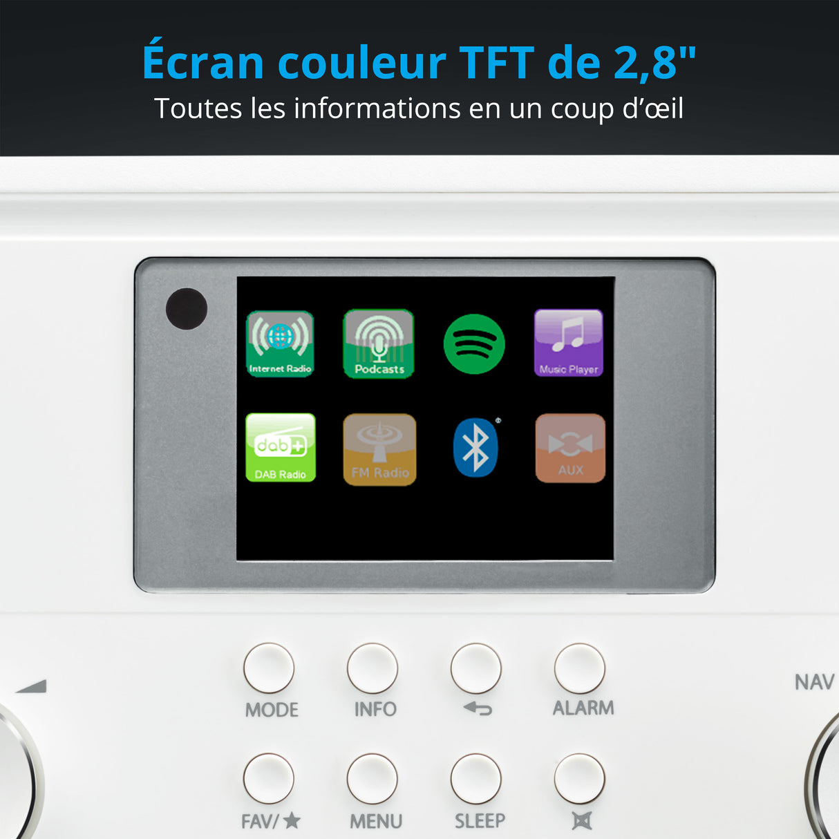 Radio Internet - MEDION - DAB - Bluetooth - 2x10W RMS - Blanc