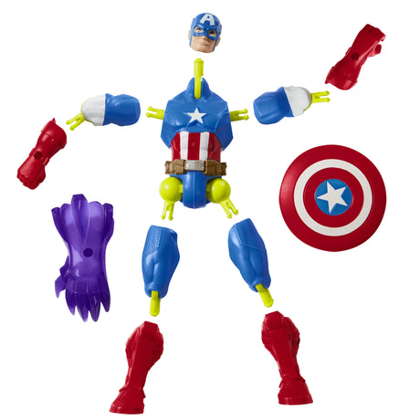 MixMashers Captain America, figurine 12 cm personnalisable a mélanger et combiner avec accessoires, Marvel, des 4 ans