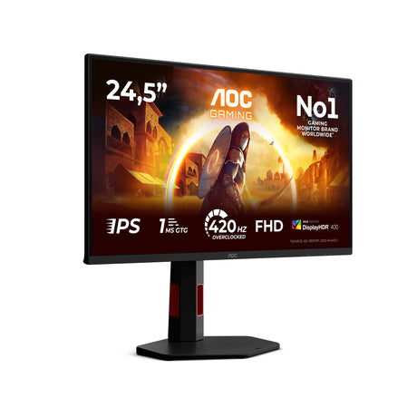 Ecran PC Gamer - AOC - 24,5'' - FHD - 420Hz (OC, 400Hz native) - Dalle Fast IPS - 0,3ms - Réglable en hauteur - 25G4KUR