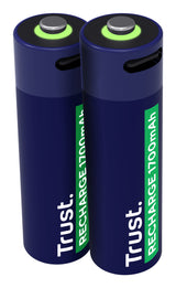 Pack de 2 piles rechargeables par USB-C Trust type AA - 1700 mAh (R06)