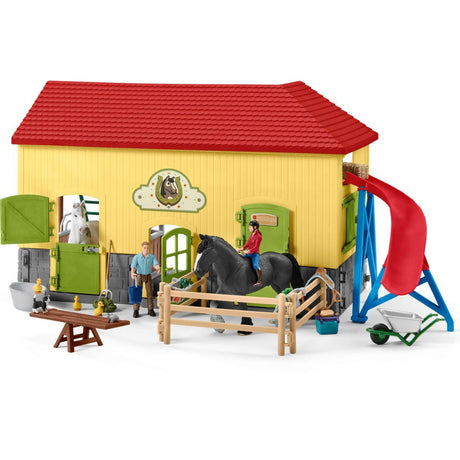 Écurie avec boxes et animaux, coffret de 82 pieces avec chevaux, Schleich 42485 Farm World, Des 4 ans