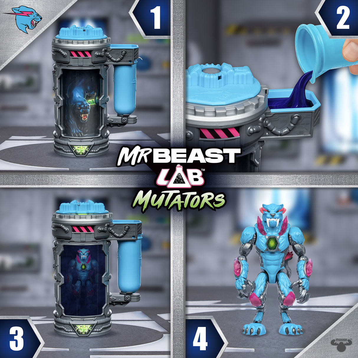 Figurine Mutators Panthere iconique chambre de mutation - MR Beast LAB - Réalise une expérience pour créér ta créature
