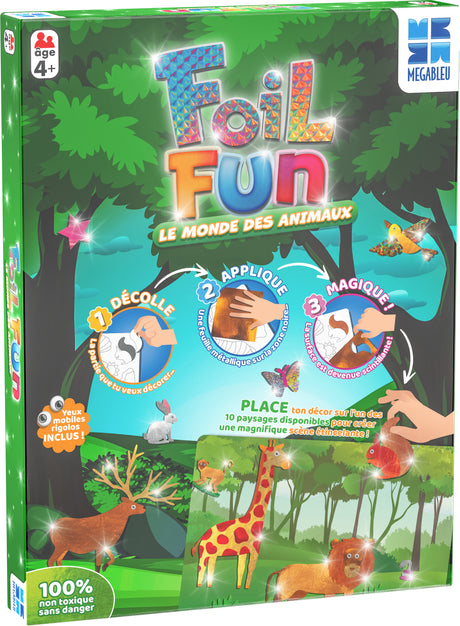 Activité créative - MEGABLEU - Foil Fun - Royaume des Animaux - oeuvres magiques faciles a créer
