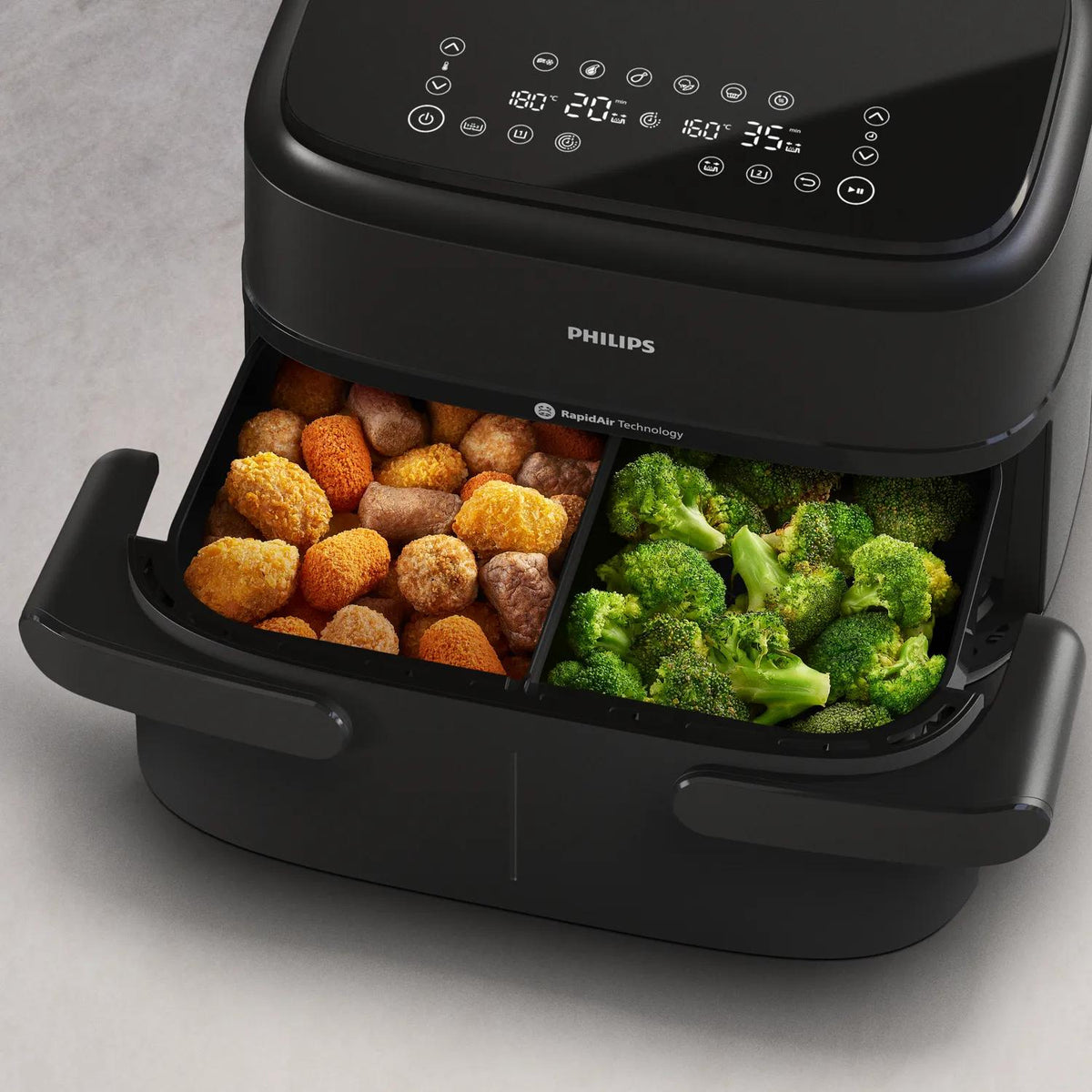 Friteuse sans huile - PHILIPS - NA150/00 - Airfryer Série 1000 - Panier flexible 7.L - Séparateur amovible - 2400W - Noir