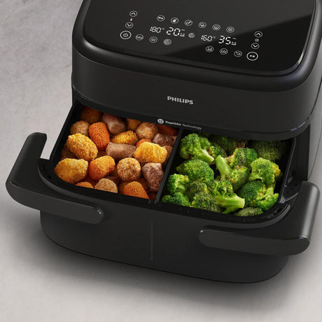 Friteuse sans huile - PHILIPS - NA150/00 - Airfryer Série 1000 - Panier flexible 7.L - Séparateur amovible - 2400W - Noir