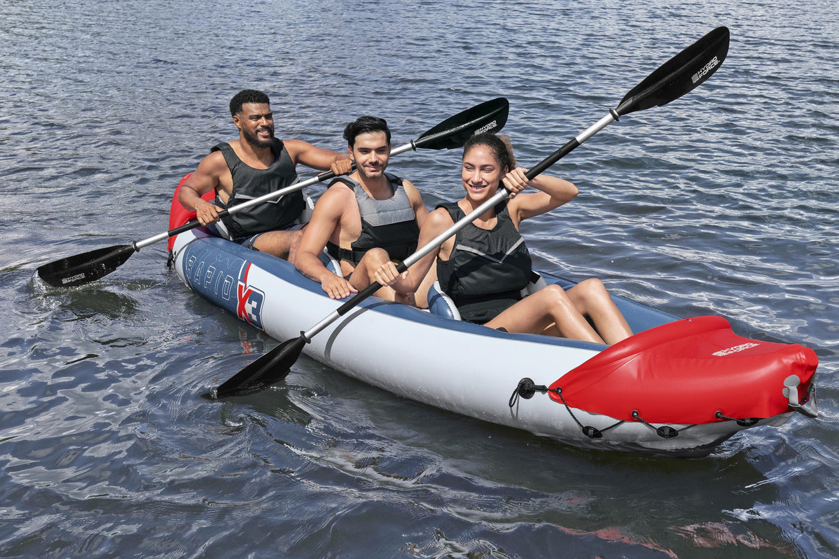 Kayak gonflable - BESTWAY - 65132 - Rapide X3 Hydro-Force™ - 381 x 100 cm, 3 places, 250 kg max, 2 pagaies, pompe
