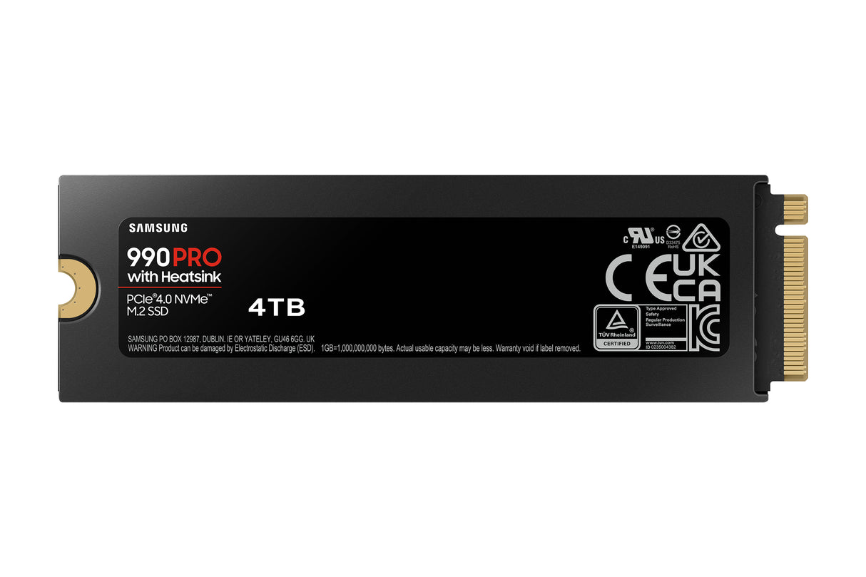 SAMSUNG - 990 PRO avec dissipateur- SSD Interne - 4 To - NVMe M.2 PCIe 4.0x4 - Vitesse lecture jusqu'a 7 450 Mo/s