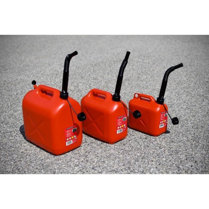 Jerrican 10L homologué carburants - PRECISION STEEL -  L310 xl170 x H300mm - flexible diam : 19mm - L : 310mm - Diam goulot : 32mm