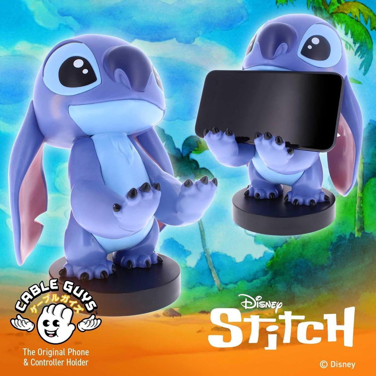 Figurine Disney Stitch - EXQUISITE GAMING - Cable Guys - Support écouteurs, smartphone ou petit accessoire - 20 cm