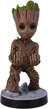 Figurine Les Gardiens de la Galaxie Bébé Groot - EXQUISITE GAMING - Cable Guys - Support smartphone ou petit accessoire - 20 cm