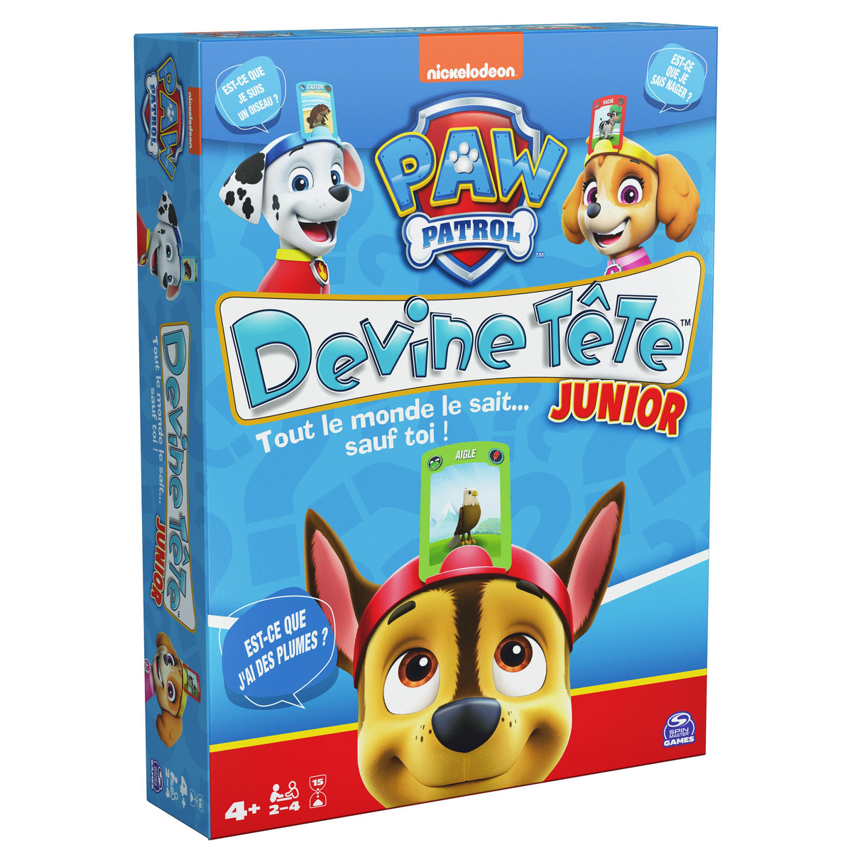 Devine Tete Pat Patrouille, Jeu de Société, Bandeaux et Devinettes, Version Française, Jeu Enfant des 4 ans