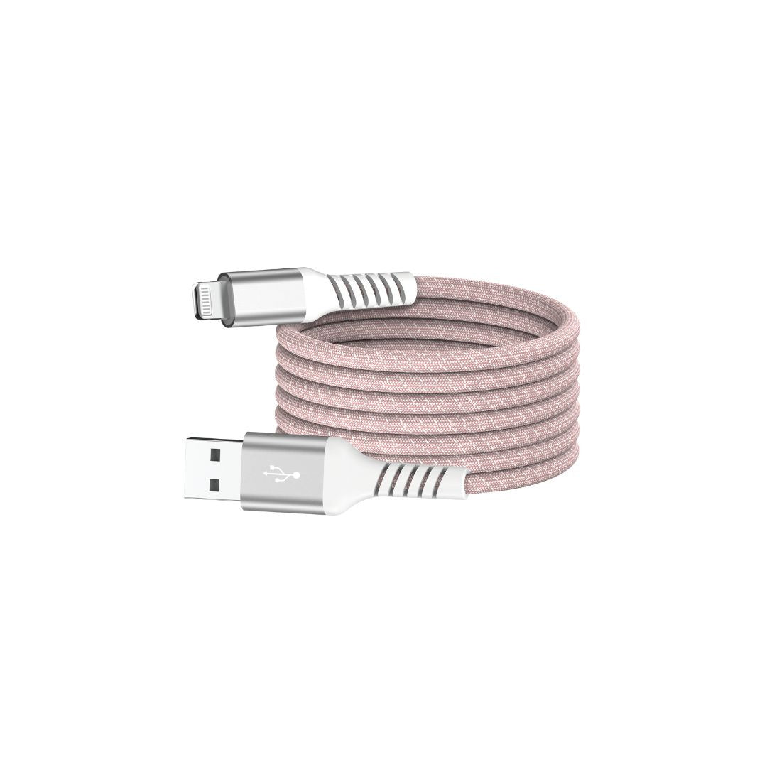 c ble USB /Lightning magnétique, USB 2,0 - 5V/2,4A / 12W, 1mètre Rose