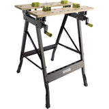 RYOBI - Etabli pliable orientable a 90∞ - table bambou 605 x 625 x 790 mm - 6,5 kg - LivrÈ avec 4 mors et 1 clÈ de service - RWB02