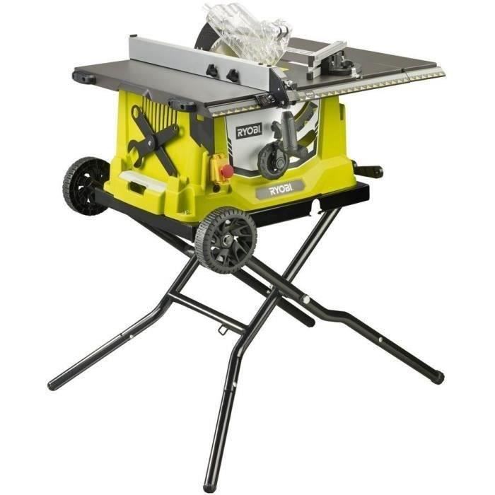 RYOBI - Scie sur table 1 800 W - table alu + pietement retractable, lame 254mm 48 dents, guide parallele & poussoir - RTS1800EF-G