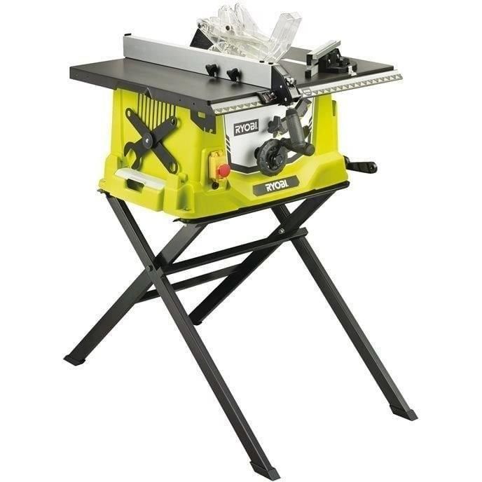 RYOBI - Scie sur table 1 800 W + pietement rétractable, lame 254 mm 48 dents, guide parallele & poussoir - RTS1800S-G