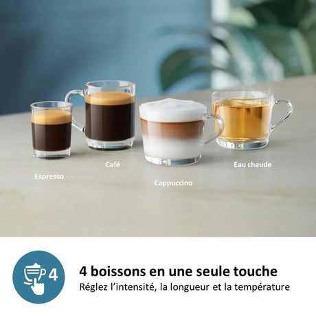 Machine a café Expresso broyeur - PHILIPS - EP2225/10 - Série 2200 - mousseur a lait - 2 cafés - Broyeur céramique - Noir brillant