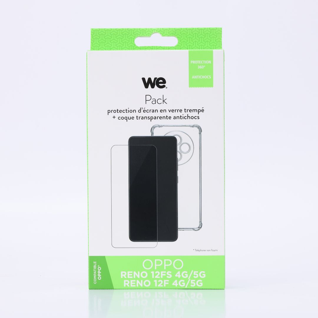 WE PACK verre trempé et coque de protection transparente OPPO RENO 12FS 5G // 12