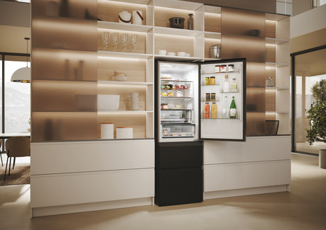 Réfrigérateur combiné - HAIER - 3D 60 Series 5 HTW5618ENPT - Classe E - 360 L - 185 x 59,5 x 66,7 cm - Noir