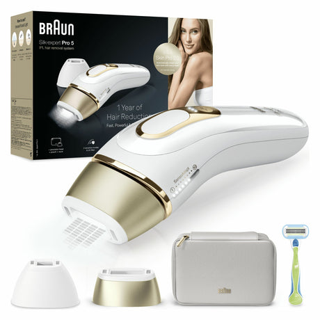Épilateur a Lumiere Pulsée - BRAUN - Silk·expert Pro 5 - Épilation a la maison - Pochette - Rasoir Venus - 2 Tetes - PL5152