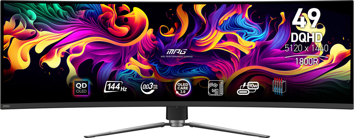 Ecran PC Gamer incurvé - MSI - 49 - DQHD - 144Hz - Dalle QD-OLED - 0,03ms - Ajustable en hauteur - MPG 491CQP QD-OLED